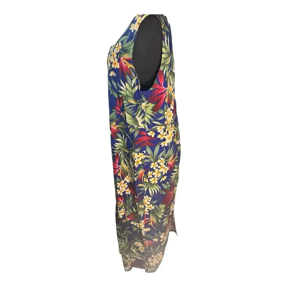 Vintage 90s Hilo Hattie Hawaiian Tropical Button Top Coord Maxi Dress Womens 20